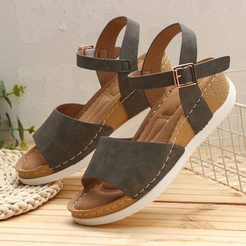 Dame Comfy Open Toe Rocker Sole Slide Sandaler