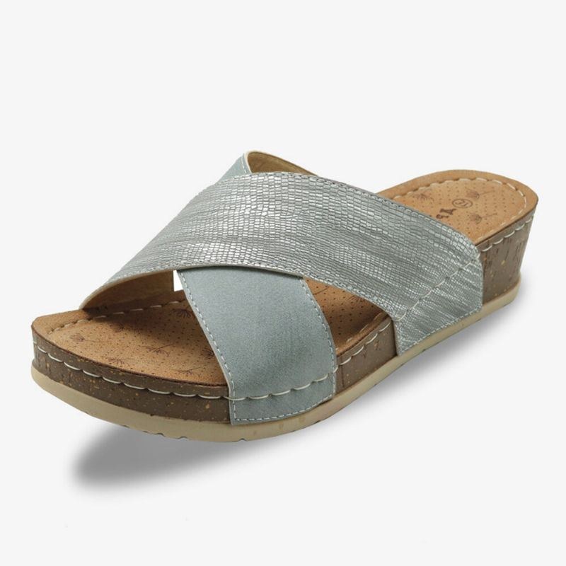 Dame Cross Splejsning Åben Tå Comfy Summer Casual Wedge Sandaler