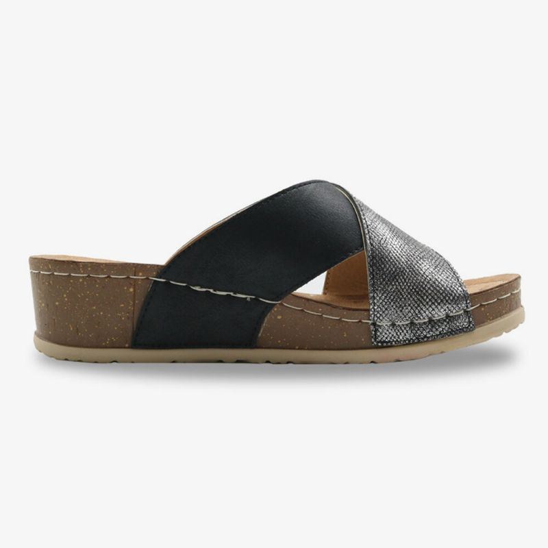 Dame Cross Splejsning Åben Tå Comfy Summer Casual Wedge Sandaler