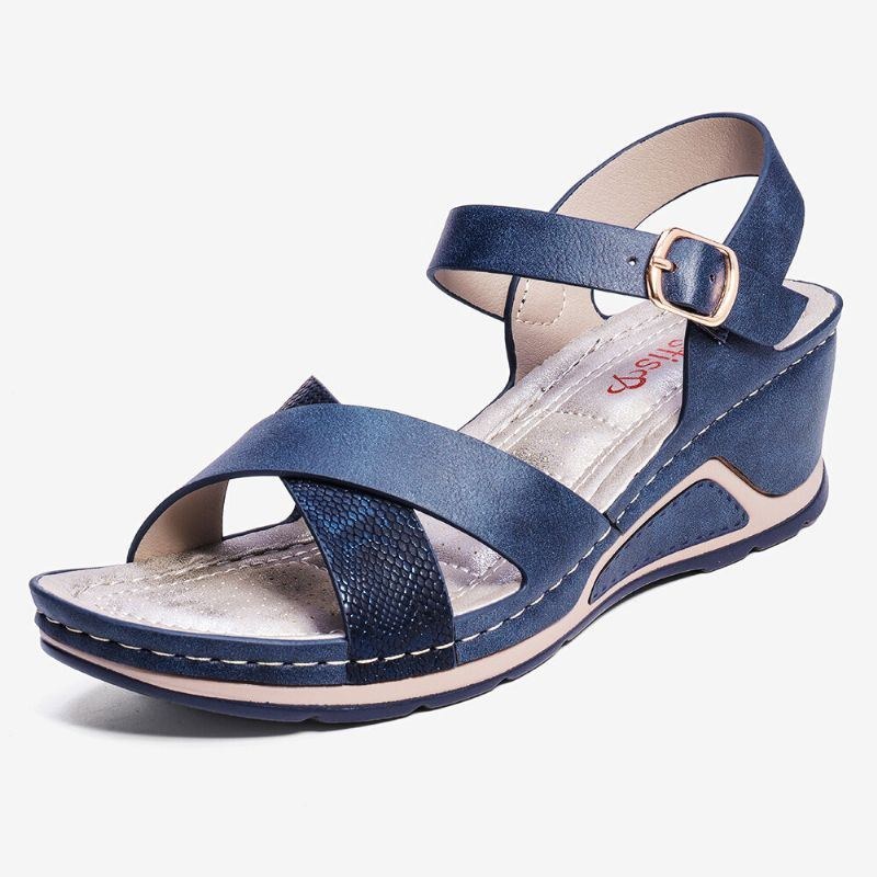 Dame Cross Strap Spænde Comfy Casual Wedge Sandaler