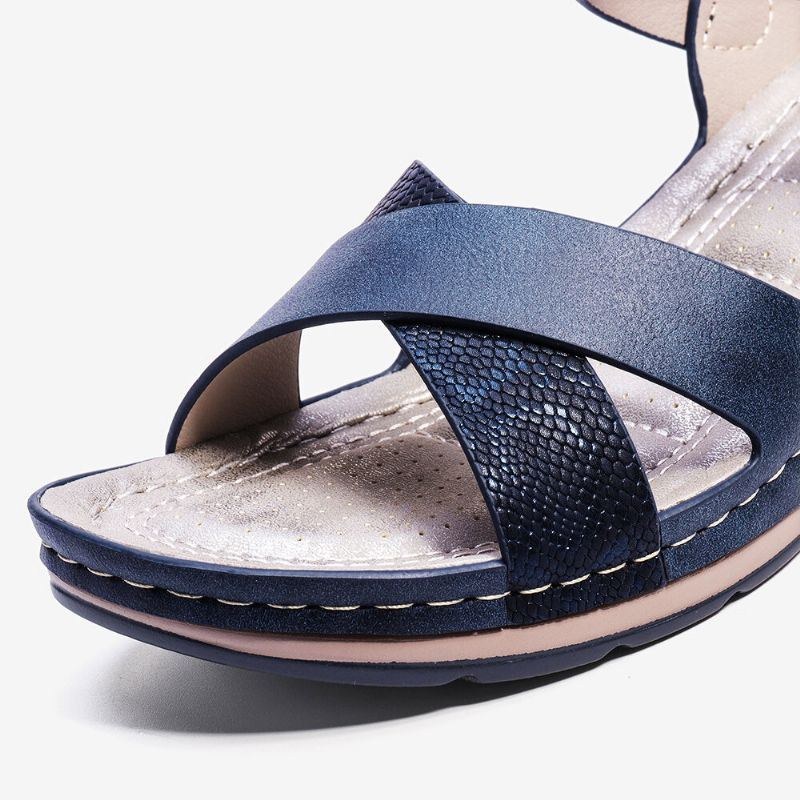 Dame Cross Strap Spænde Comfy Casual Wedge Sandaler