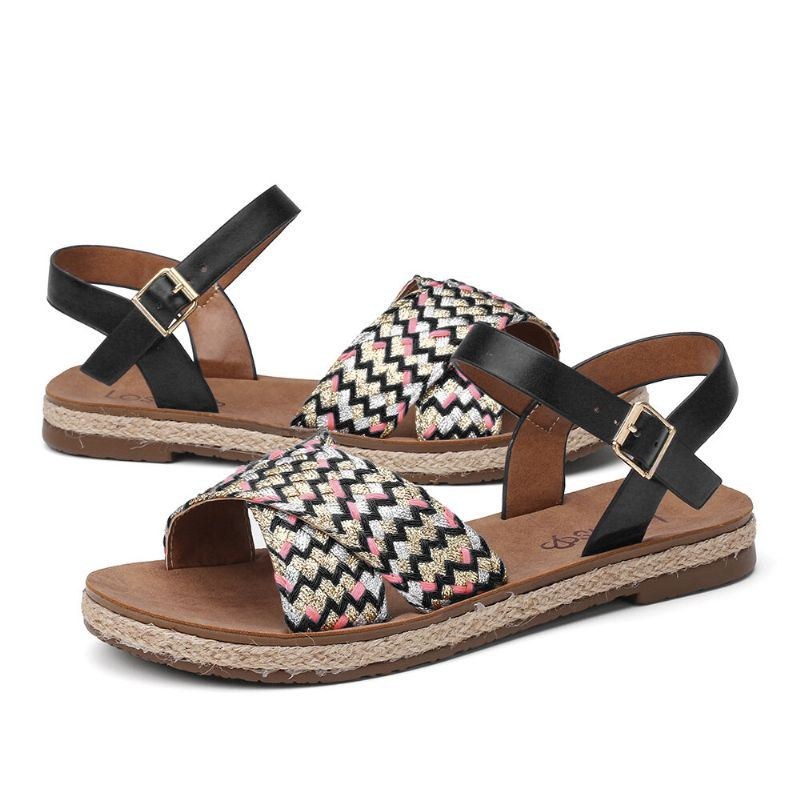 Dame Cross Woven Strap Casual Sandaler