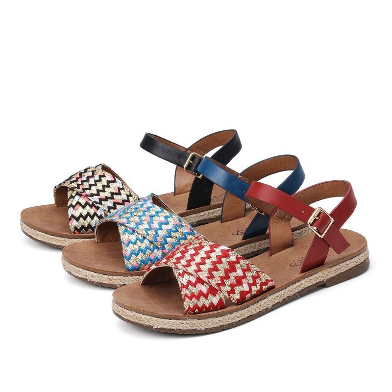 Dame Cross Woven Strap Casual Sandaler