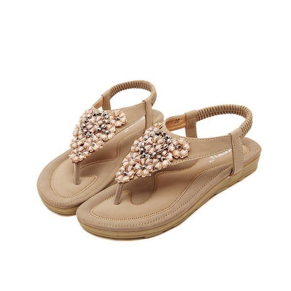 Dame Diamond Bohemian Casual Outdoor Beach Flower Flade Sandaler