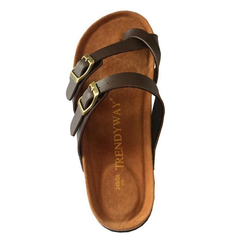 Dame Dobbeltspænde Strap Comfy Beach Flip Flops Kork Flade Sandaler