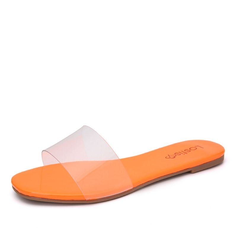 Dame Ensfarvede Transparent Strap Casual Slide Sandaler