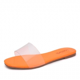 Dame Ensfarvede Transparent Strap Casual Slide Sandaler