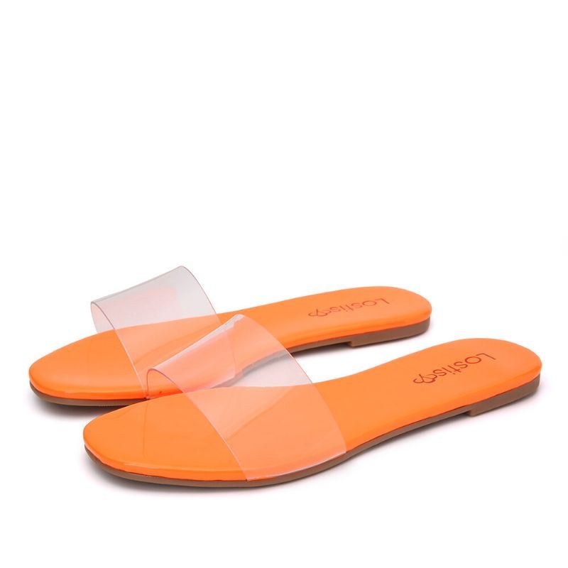 Dame Ensfarvede Transparent Strap Casual Slide Sandaler