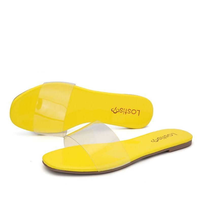 Dame Ensfarvede Transparent Strap Casual Slide Sandaler