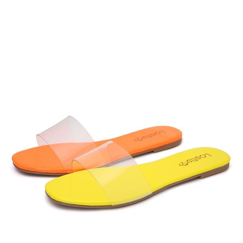 Dame Ensfarvede Transparent Strap Casual Slide Sandaler