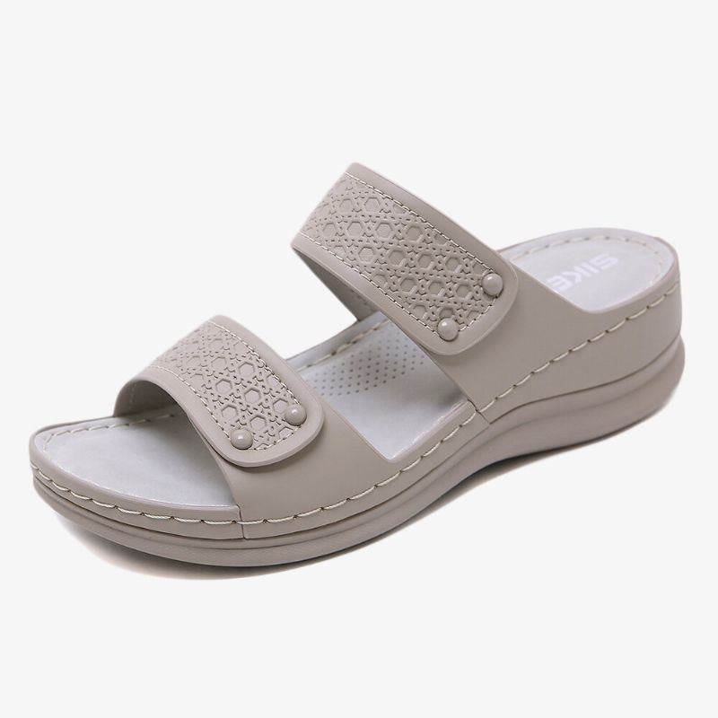 Dame Ensfarvet Blød Sål Sommer Casual Daily Wedge Sandaler