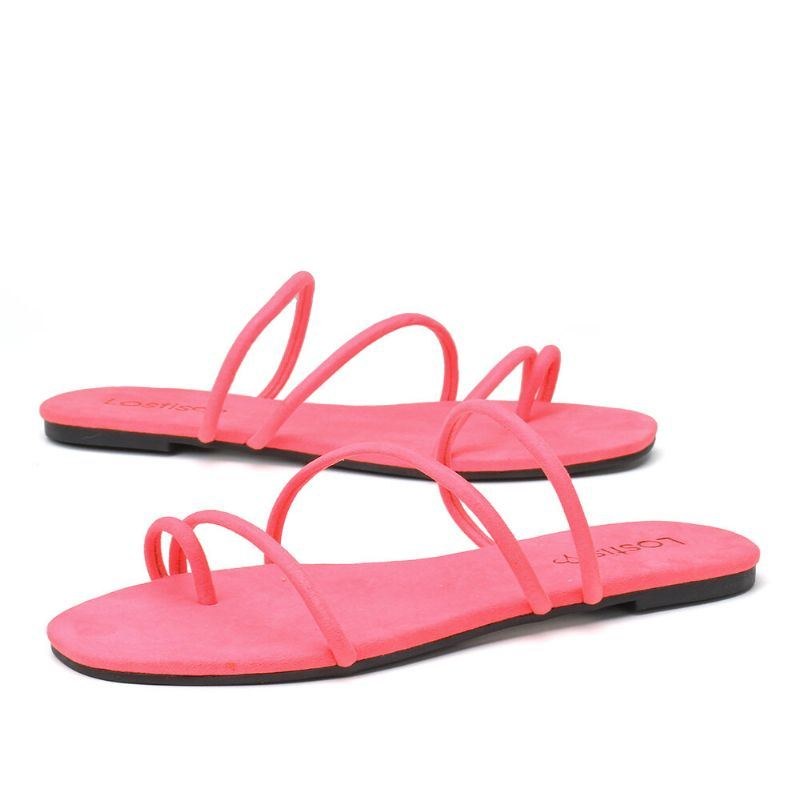 Dame Ensfarvet Toe Ring Strappy Casual Sandaler