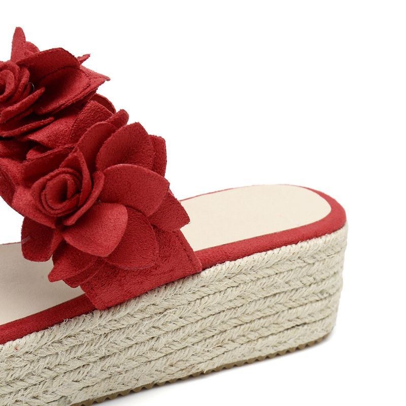 Dame Espadriller Blomsterdekoration Tåring Casual Beach Platform Sandaler