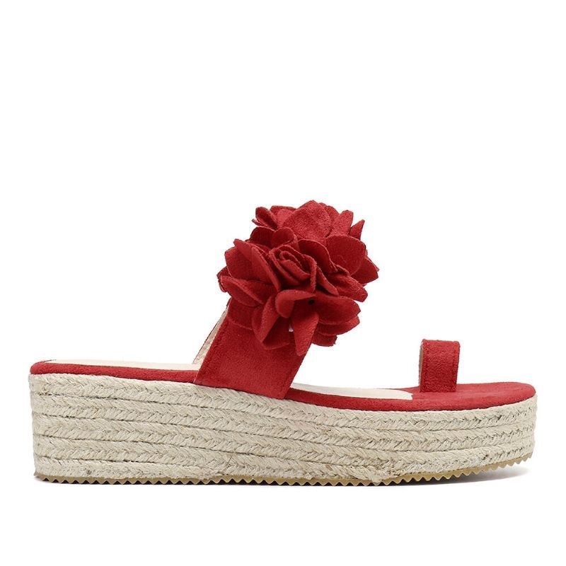 Dame Espadriller Blomsterdekoration Tåring Casual Beach Platform Sandaler