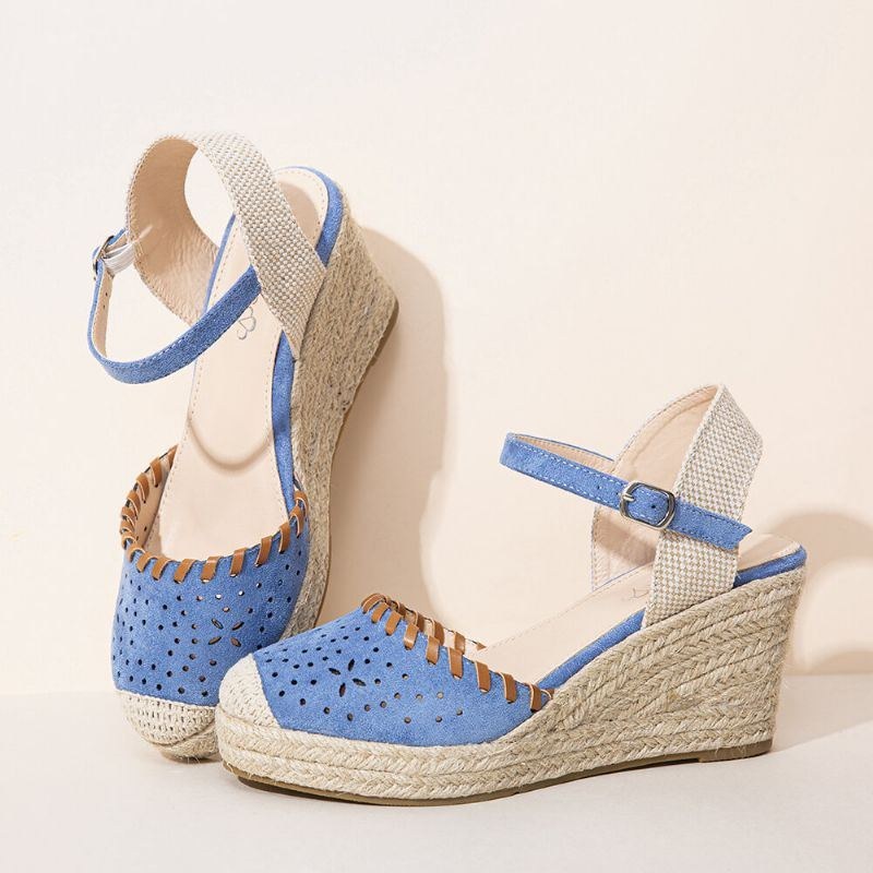 Dame Espadriller Udskæring Ankelrem Casual Wedge Sandaler