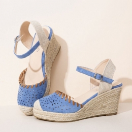 Dame Espadriller Udskæring Ankelrem Casual Wedge Sandaler