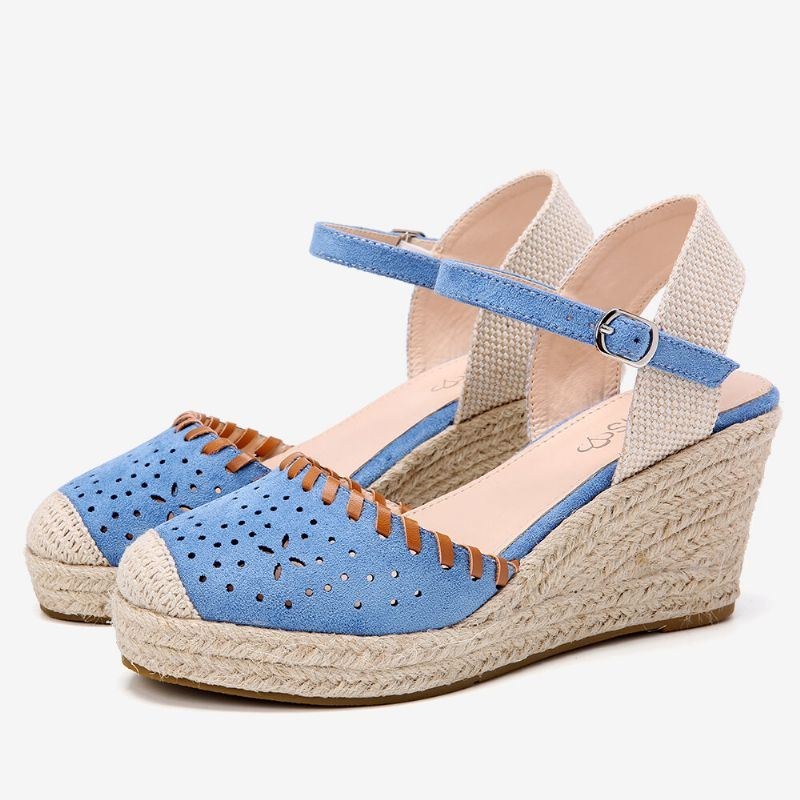 Dame Espadriller Udskæring Ankelrem Casual Wedge Sandaler