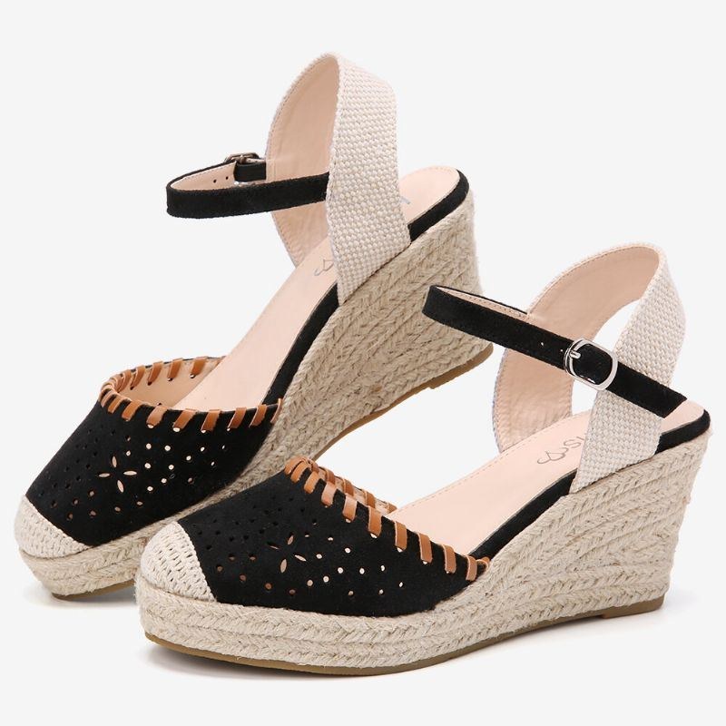 Dame Espadriller Udskæring Ankelrem Casual Wedge Sandaler