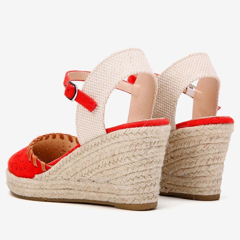 Dame Espadriller Udskæring Ankelrem Casual Wedge Sandaler