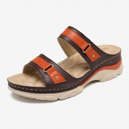 Dame Farve Splejsning Comfy Open Toe Summer Wedge Sandaler