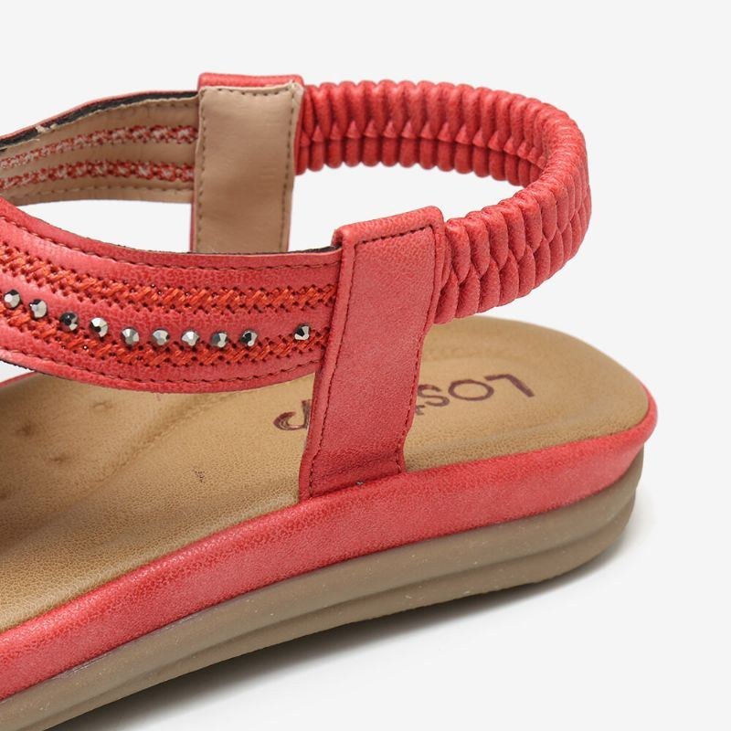 Dame Flip Flop Rhinestone Elastik Band Slip On Sommer Behagelige Casual Flade Sandaler