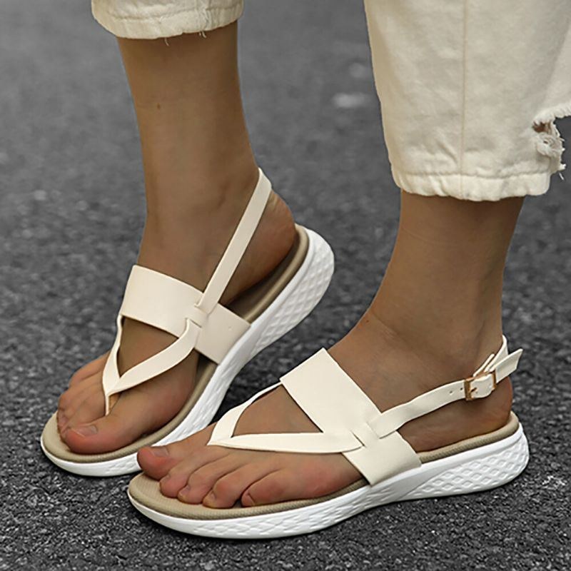 Dame Flip Flop Slingback Spænde Blød Sål Casual Flade Sandaler