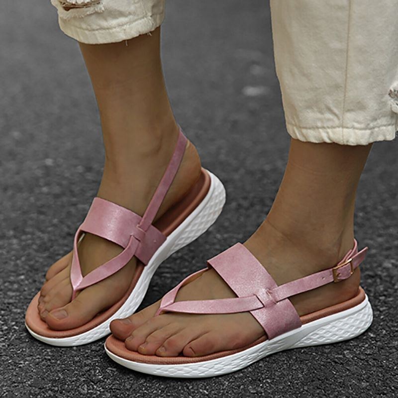 Dame Flip Flop Slingback Spænde Blød Sål Casual Flade Sandaler