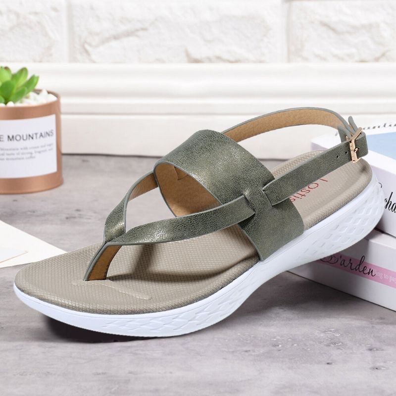 Dame Flip Flop Slingback Spænde Blød Sål Casual Flade Sandaler