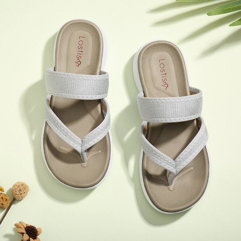 Dame Flip Flopsøm Blød Sål Slip On Casual Sommer Flade Sandaler