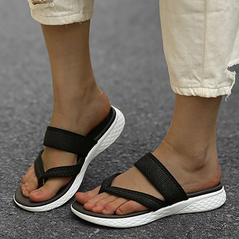 Dame Flip Flopsøm Blød Sål Slip On Casual Sommer Flade Sandaler