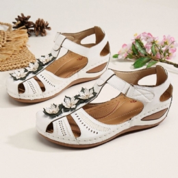 Dame Flower Decro Cutout Krogløkke Åndbar Casual Wedge Sandaler