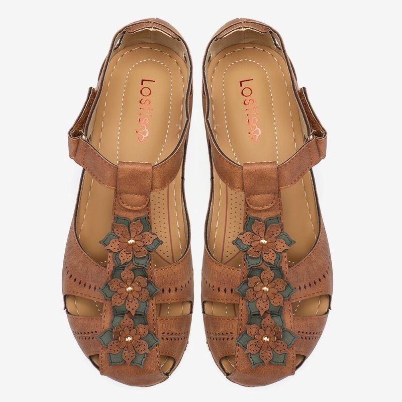 Dame Flower Decro Cutout Krogløkke Åndbar Casual Wedge Sandaler