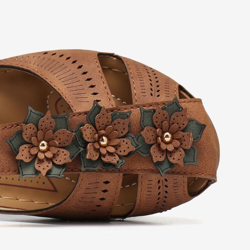 Dame Flower Decro Cutout Krogløkke Åndbar Casual Wedge Sandaler