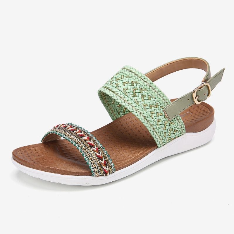 Dame Folkways Broderet Comfy Skridsikre Casual Beach Sandaler