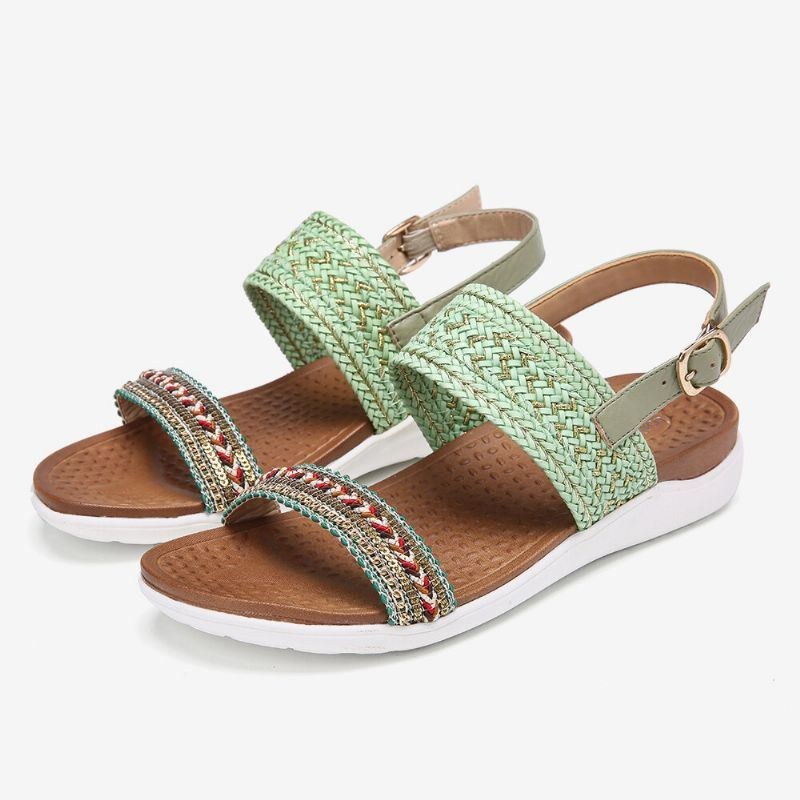 Dame Folkways Broderet Comfy Skridsikre Casual Beach Sandaler