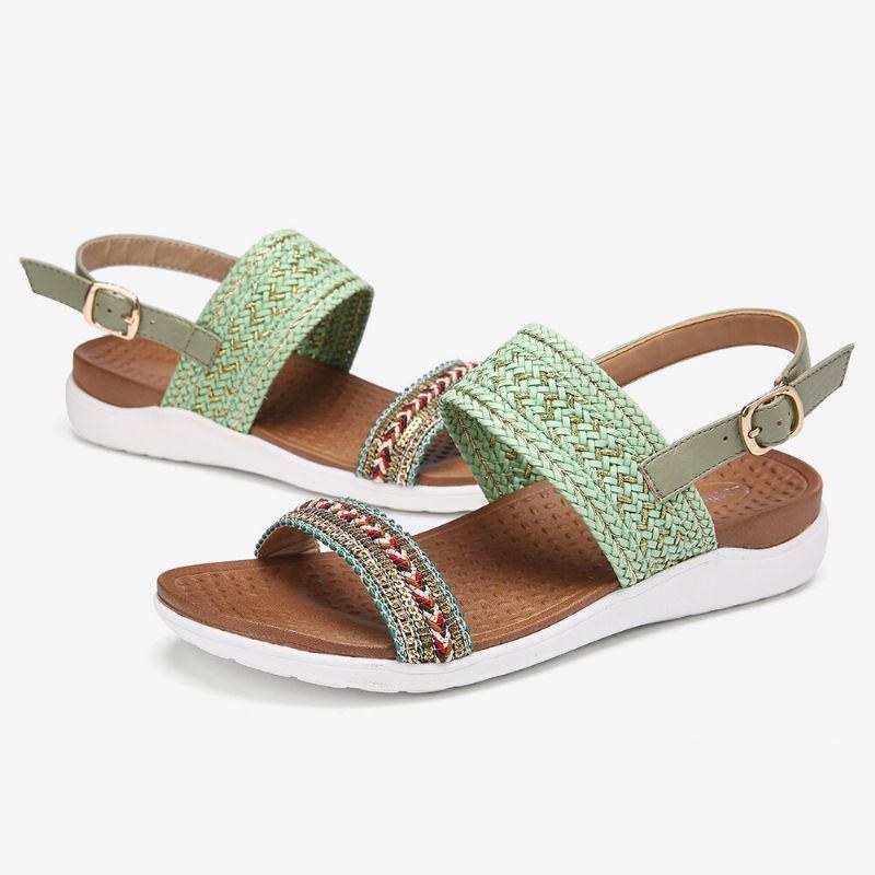 Dame Folkways Broderet Comfy Skridsikre Casual Beach Sandaler