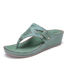 Dame Håndlavet Syning Hule Clip Toe Casual Comfy Sandaler