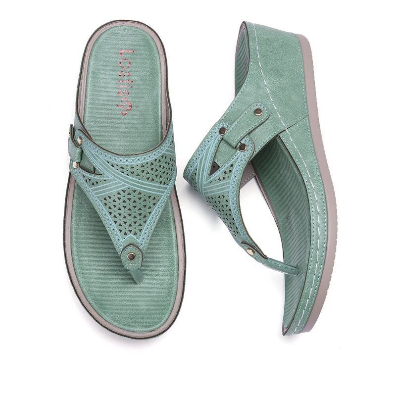 Dame Håndlavet Syning Hule Clip Toe Casual Comfy Sandaler