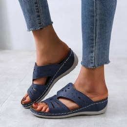 Dame Hollow Comfy Non-slip Casual Slip On Wedges Sandaler