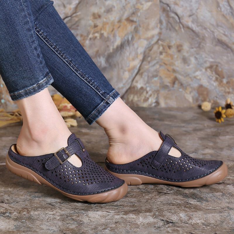 Dame Hul Ud Åndbar Slip-on Metalspænde Casual Sommer Sandaler