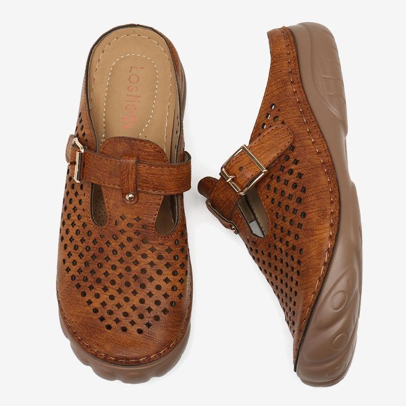 Dame Hul Ud Åndbar Slip-on Metalspænde Casual Sommer Sandaler