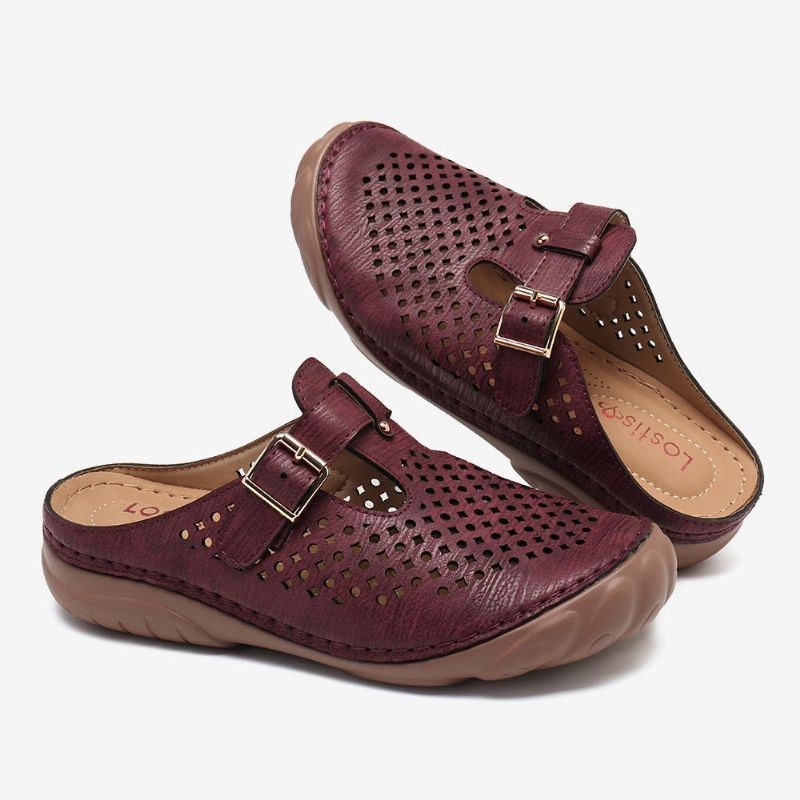 Dame Hul Ud Åndbar Slip-on Metalspænde Casual Sommer Sandaler