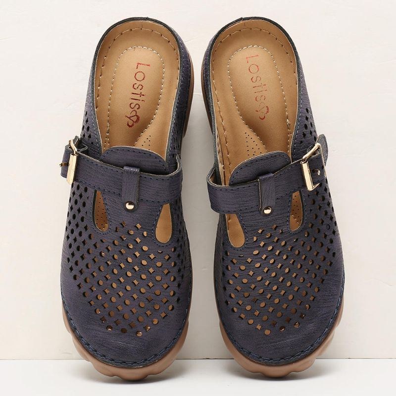 Dame Hul Ud Åndbar Slip-on Metalspænde Casual Sommer Sandaler