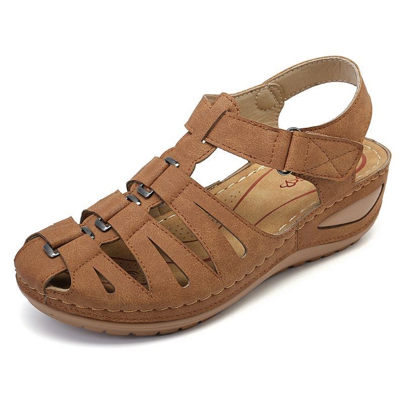 Dame Hulsplejsningsspænde Krogløkke Gladiator Wedge Sandaler