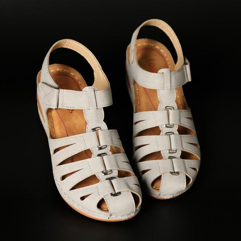 Dame Hulsplejsningsspænde Krogløkke Gladiator Wedge Sandaler