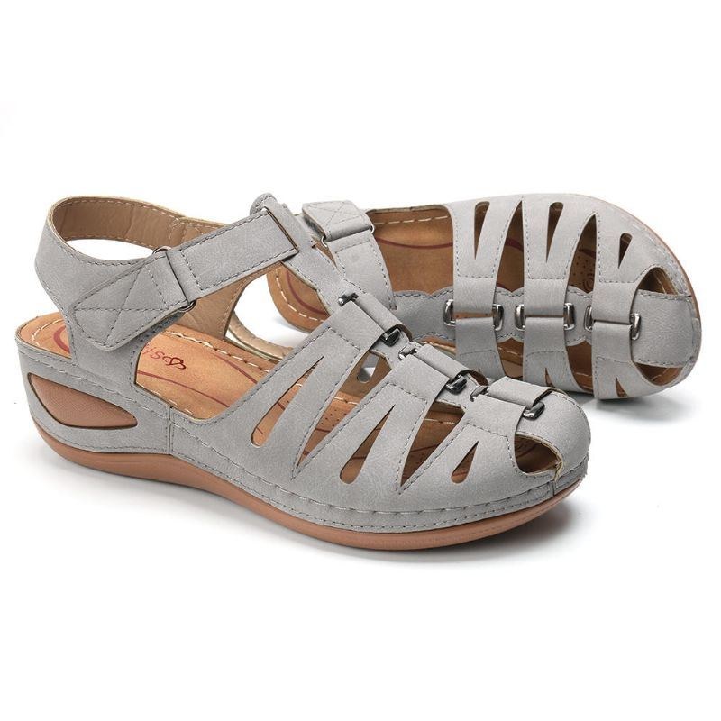 Dame Hulsplejsningsspænde Krogløkke Gladiator Wedge Sandaler