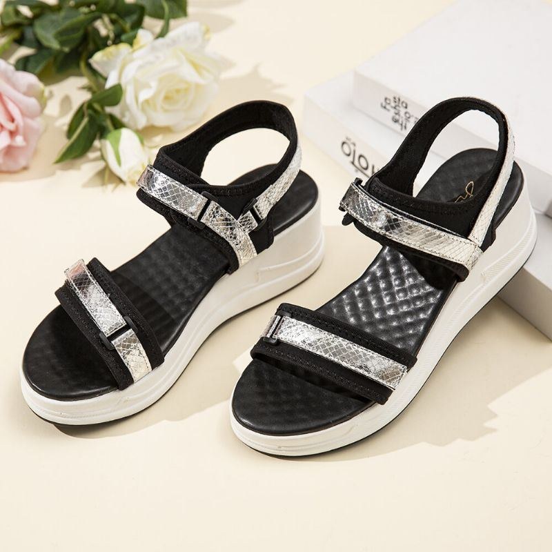 Dame Justerbar Strap Sports Comfy Casual Wedge Sandaler