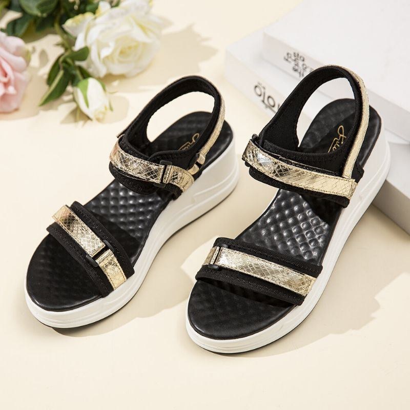 Dame Justerbar Strap Sports Comfy Casual Wedge Sandaler