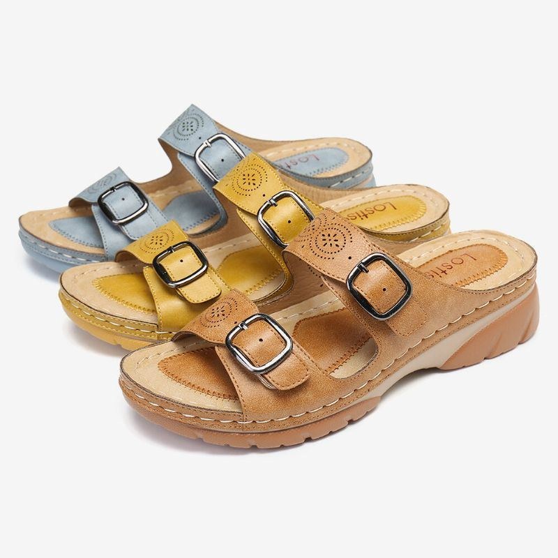 Dame Justerbar Strop Åben Tå Slip On Casual Summer Wedge Sandaler