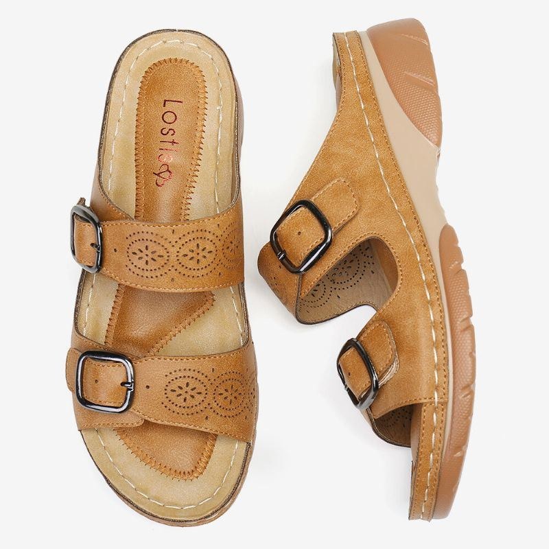 Dame Justerbar Strop Åben Tå Slip On Casual Summer Wedge Sandaler